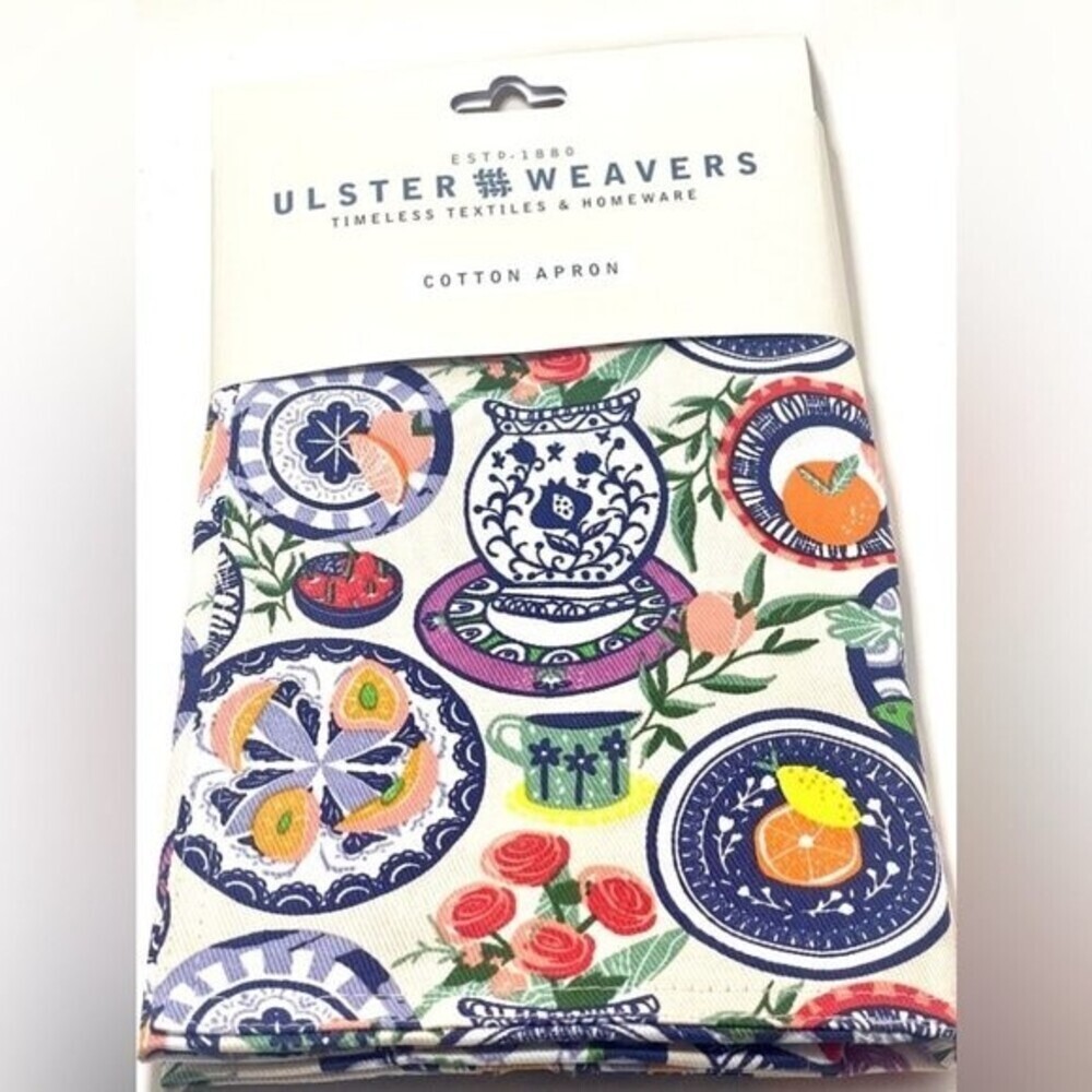 Ulster’s Weavers Mediterranean Plates Cotton Apron New - Picture 2 of 5
